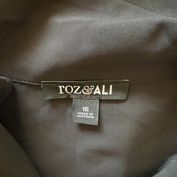 Roz & Ali Short Sleeve Tie Waist Button Front Shirt Dress - Black - Size 16 - Picture 10 of 11